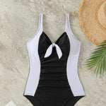 Classic Black And White Contrast Color Fit Swimsuit