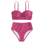 Bikini Swimsuit Female Sexy Plaid Split High Waist