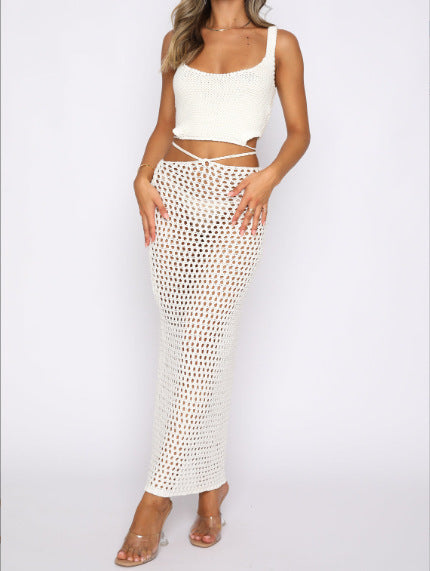 Fashion Knitted Wrap Hip Skirt Set