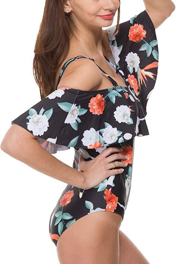 Slim Off Shoulder Women's One-piece Swimsuit