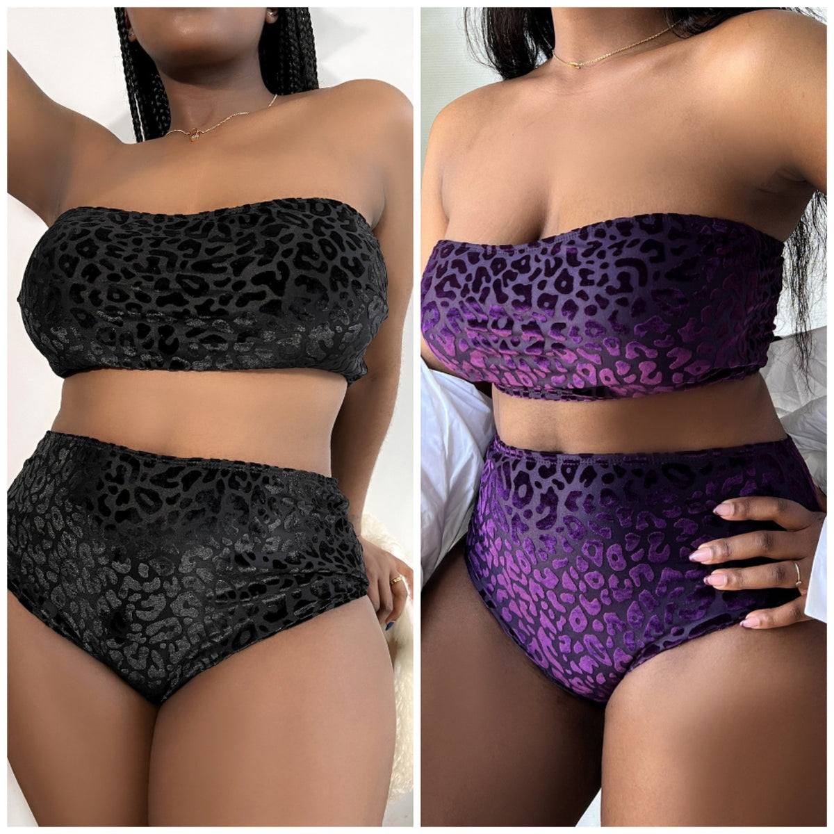 Plus Size Women's High Waist Split Bikini Swimsuit