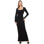 Two-in-one With Lining Double-layer Belly Contracting Hip Lifting Long Sleeve Narrow Dress