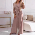 Sequined Top Wide Leg Pants Casual Suit Women