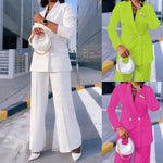 Lady Temperament Casual Small Suit Wide Leg Pants Suit