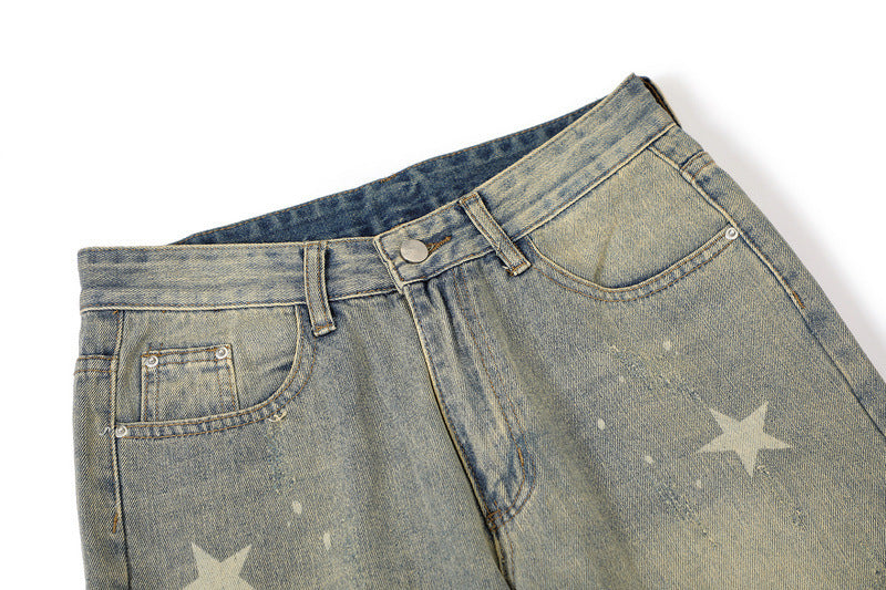 Fashion XINGX Printed Washed Jeans Men