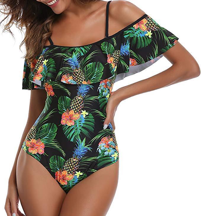 Slim Off Shoulder Women's One-piece Swimsuit