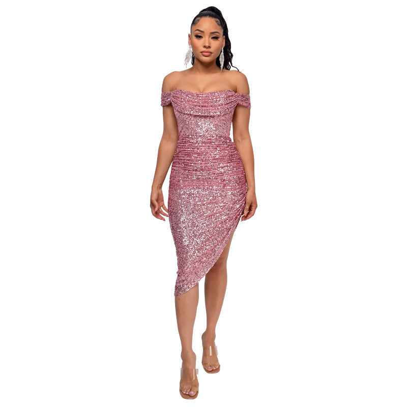 Women's Summer Off-shoulder French Waist Dress
