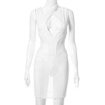 LW -X21DS205 Low MOQ See Through Dress Transparent Hollow Out Mesh Dress