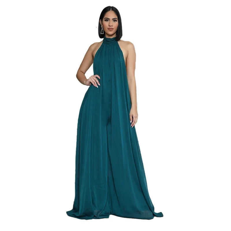 YQY9342 Hot Selling Women Solid Color Casual Chiffon Jer Loose Backless