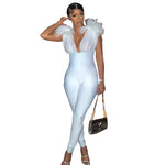 Wholesale Summer Deep v Neck Fashion Sleeveless Backless Jumpsuits Casual