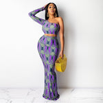 Sexy And Distinctive Printed Long Skirt Set For Women