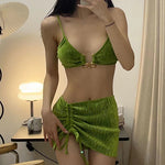 Women's French Velvet Bikini Split Swimsuit