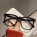 Retro Black Frame Matte Big Rim Round Face Slimming Optical Glasses Anti-blue Light Female