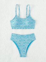 Women's Fashion Simple High Waist Split Tube Top Bikini Swimsuit