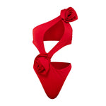 Solid Color Hollow Out One Piece Swimsuit Short Skirt Two-piece Set For Women