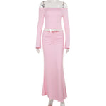 Off-shoulder Top Mid-length Dress Set Women