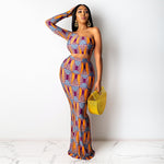 Sexy And Distinctive Printed Long Skirt Set For Women