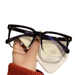 Retro Black Frame Matte Big Rim Round Face Slimming Optical Glasses Anti-blue Light Female