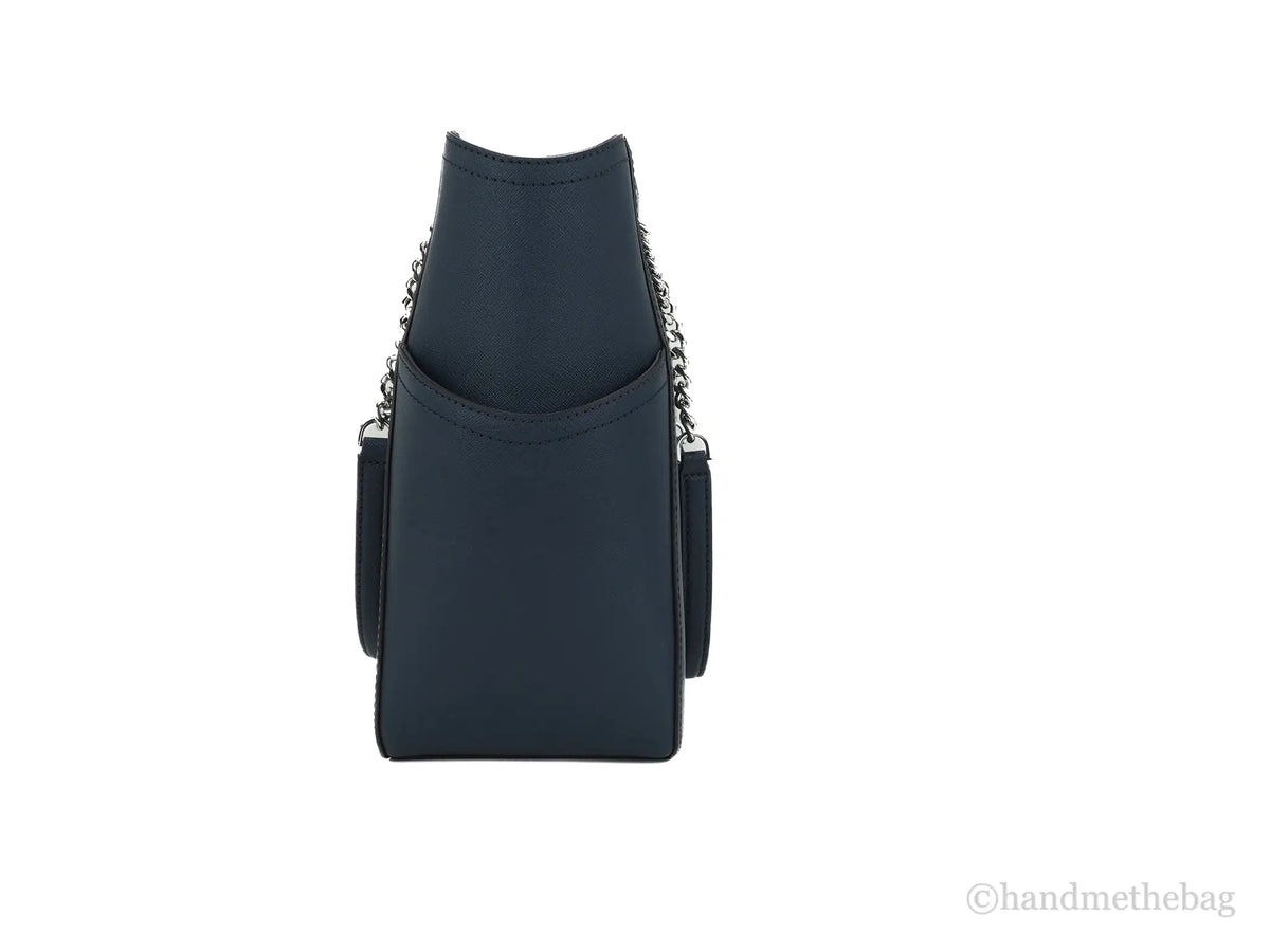 Michael Kors Jet Set Large Navy Saffiano X Cross Chain Shoulder Tote Hand Bag