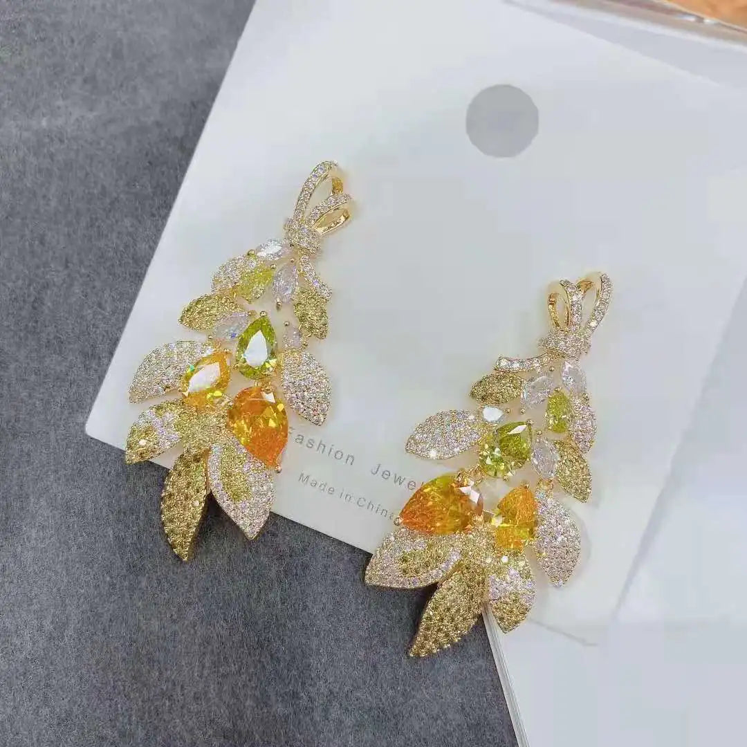 Zircon Flower Earrings for Women's Fashion