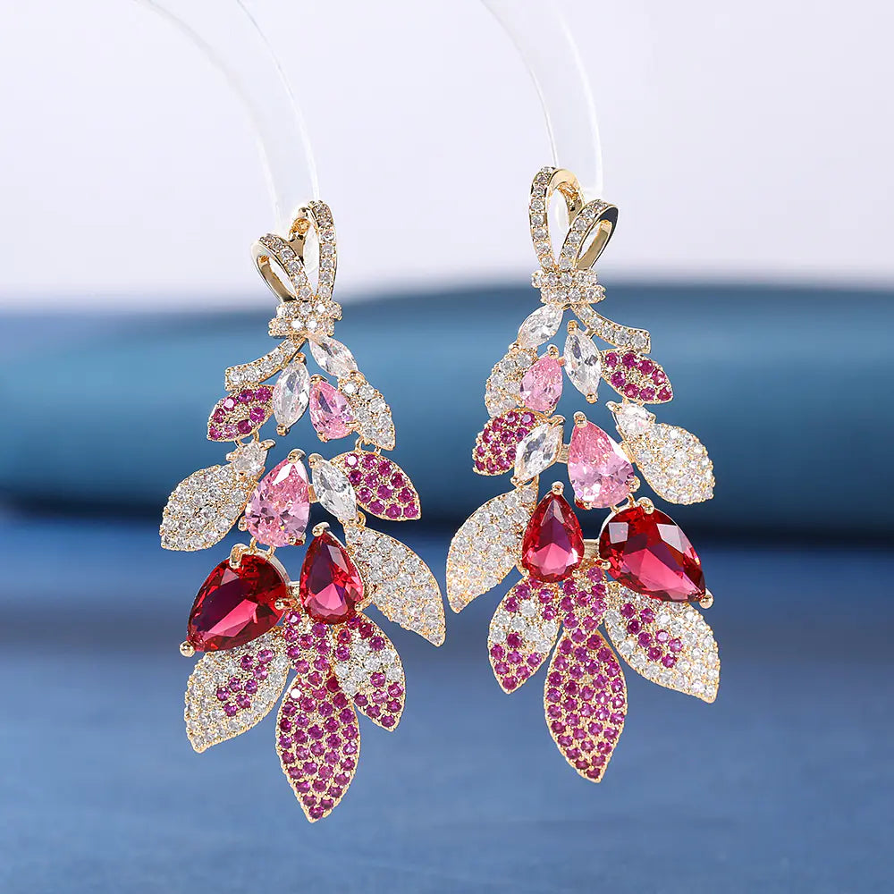 Zircon Flower Earrings for Women's Fashion
