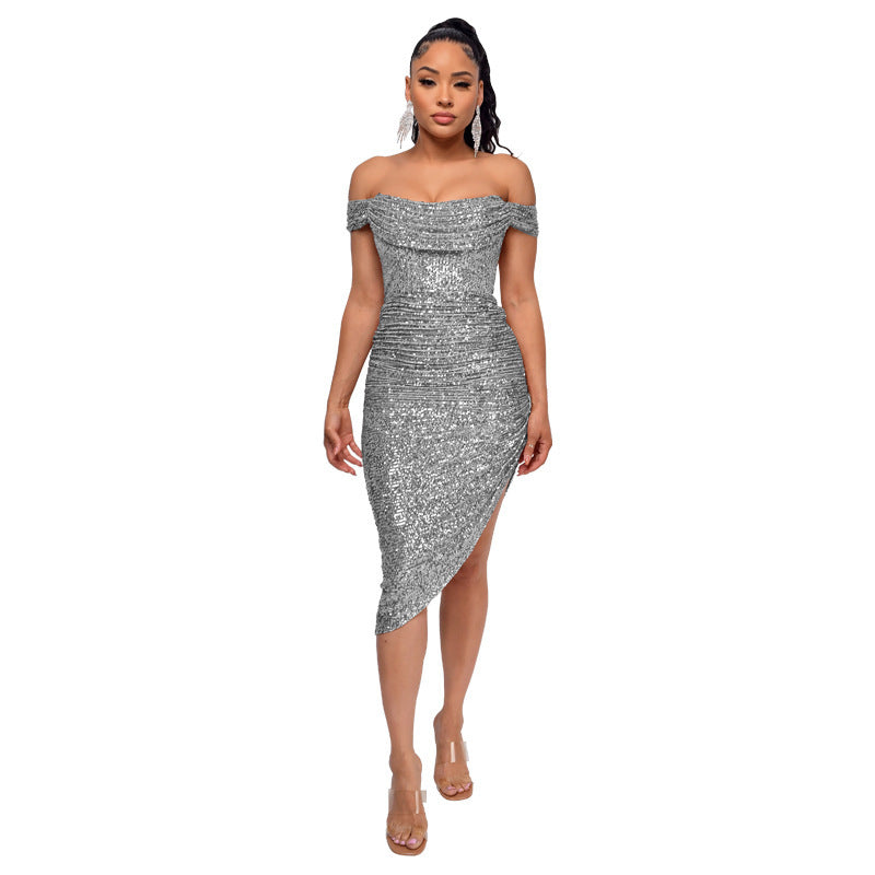 Women's Summer Off-shoulder French Waist Dress