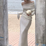 Autumn And Winter French Retro Cashmere Off-shoulder Irregular Top Two-piece Set