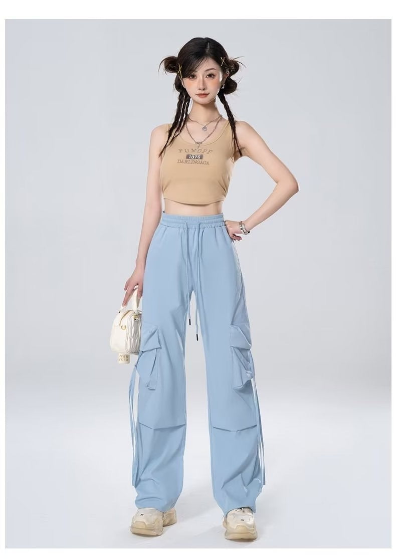 Loose Design Casual Mopping American Retro Trousers Women