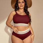 Plus Size High Waist Split Bikini Women's Swimsuit