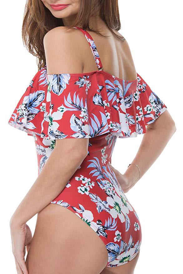 Slim Off Shoulder Women's One-piece Swimsuit