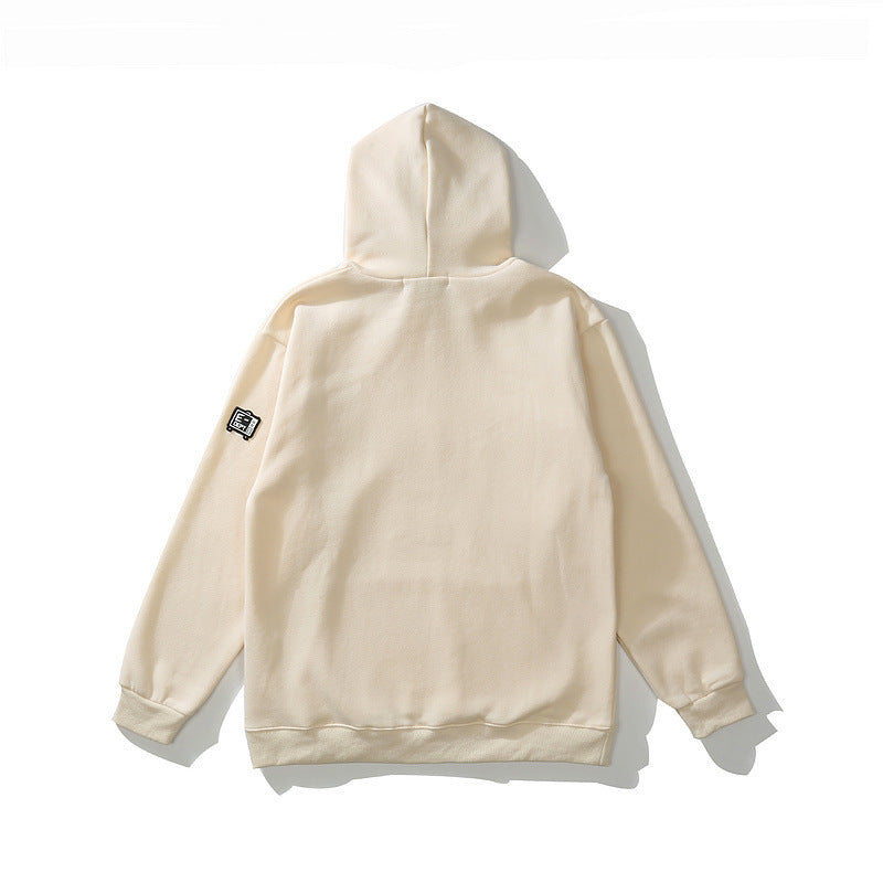Skull Bone Patch Panel Hooded Sweatshirt