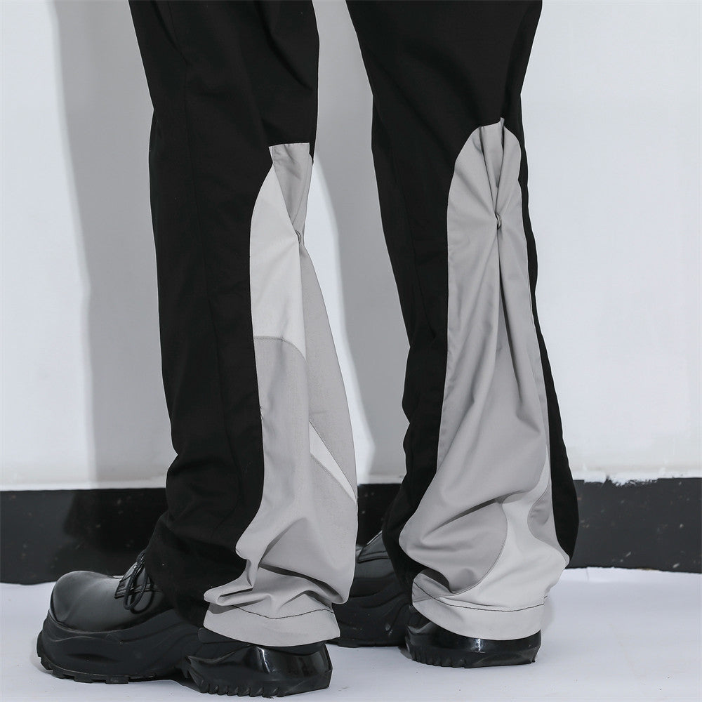 Loose Straight Trousers Button Design Female