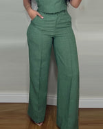 Summer Sleeveless Suit Fashion Round Neck Vest Top And Pocket Straight Pants Casual Trousers Set For Women Clothing