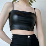 Chest Wrap Camisole Tube Tight Slimming Imitation Leather Off-shoulder Top