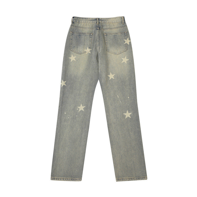 Fashion XINGX Printed Washed Jeans Men