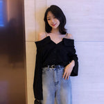 Lazy Style Off-shoulder Sling One-shoulder Blouse Women