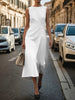 Round Neck Sleeveless Midi Sheath Dress