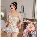 Korean Style One-piece Waist Hollow Thin Sexy Tether Vacation Swimwear