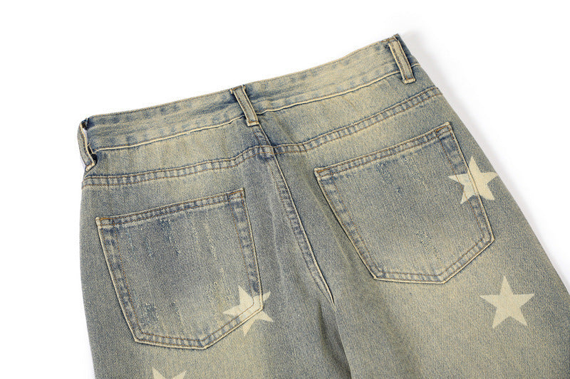 Fashion XINGX Printed Washed Jeans Men