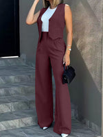 European And American Fashion Suit Vest Jacket Wide Leg Pants Casual Suit