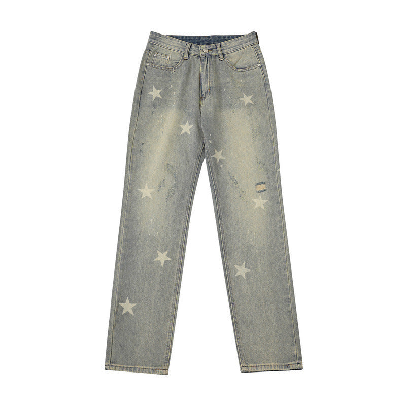 Fashion XINGX Printed Washed Jeans Men