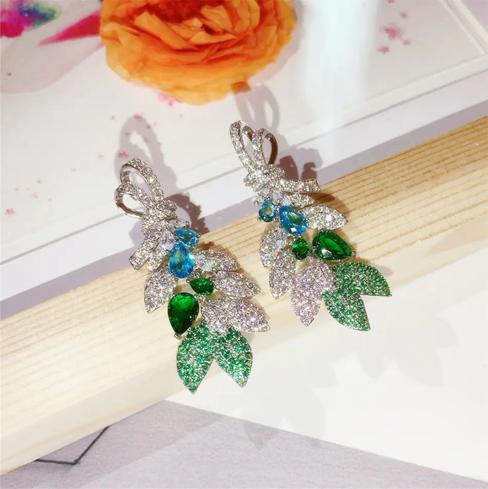 Zircon Flower Earrings for Women's Fashion