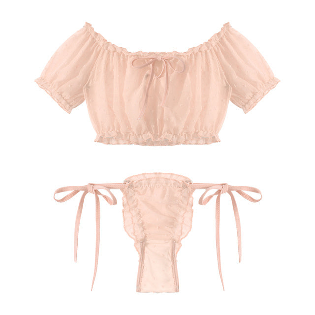 Off Shoulder Ruffled Top Two-piece Set