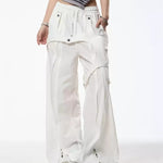 Retro Patchwork Design Casual Pants For Women Spring And Summer New
