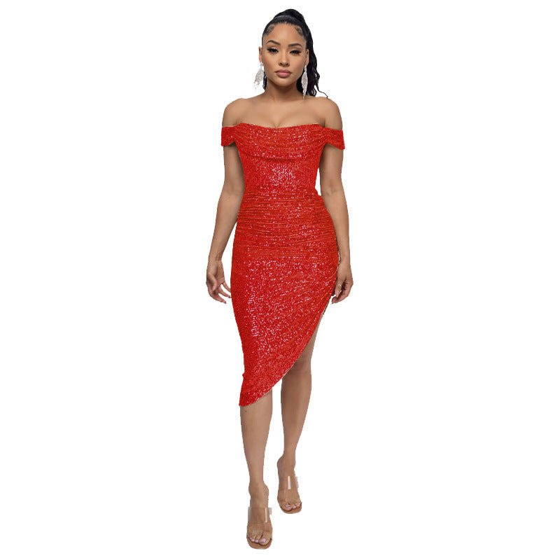 Women's Summer Off-shoulder French Waist Dress