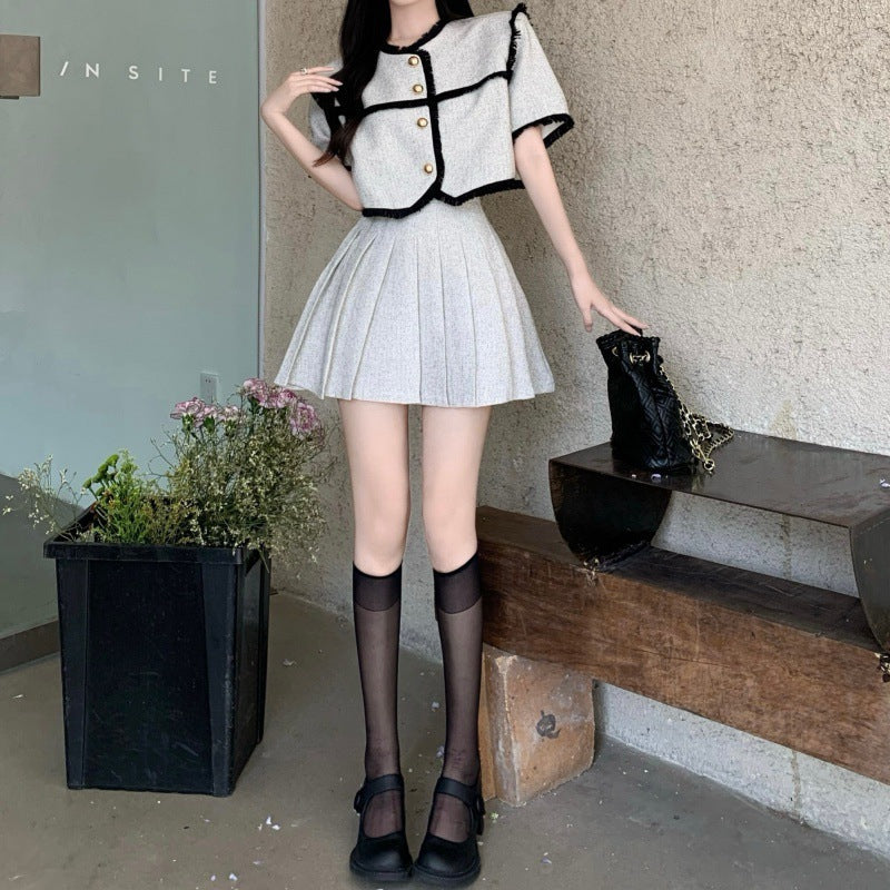 Fringe Cropped Top Fashion Skirt Two Piece Set