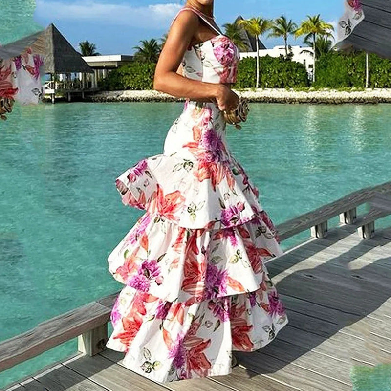 Fashion Vacation Casual Printed Vest Skirt Two-piece Set