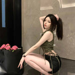 Vest Pocket Sleeveless Top With Lapels