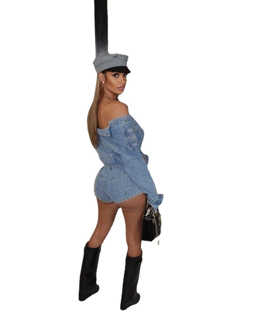 New Denim Casual Suit Fashion Stretch Shorts Denim Suit