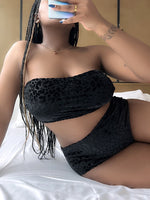 Plus Size Women's High Waist Split Bikini Swimsuit